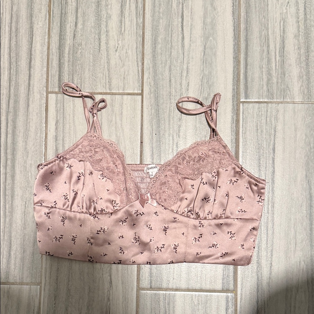 Garage Floral Lace Bralette - Light Pink